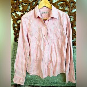 Sale Pink pinstripe Oxford Button Down Dress Shirt with Collar, Cuff Sleeves